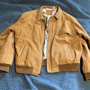 VTG Marlboro Jacket Mens Large Tan Brown Adventure Team Suede Leather
Bomber